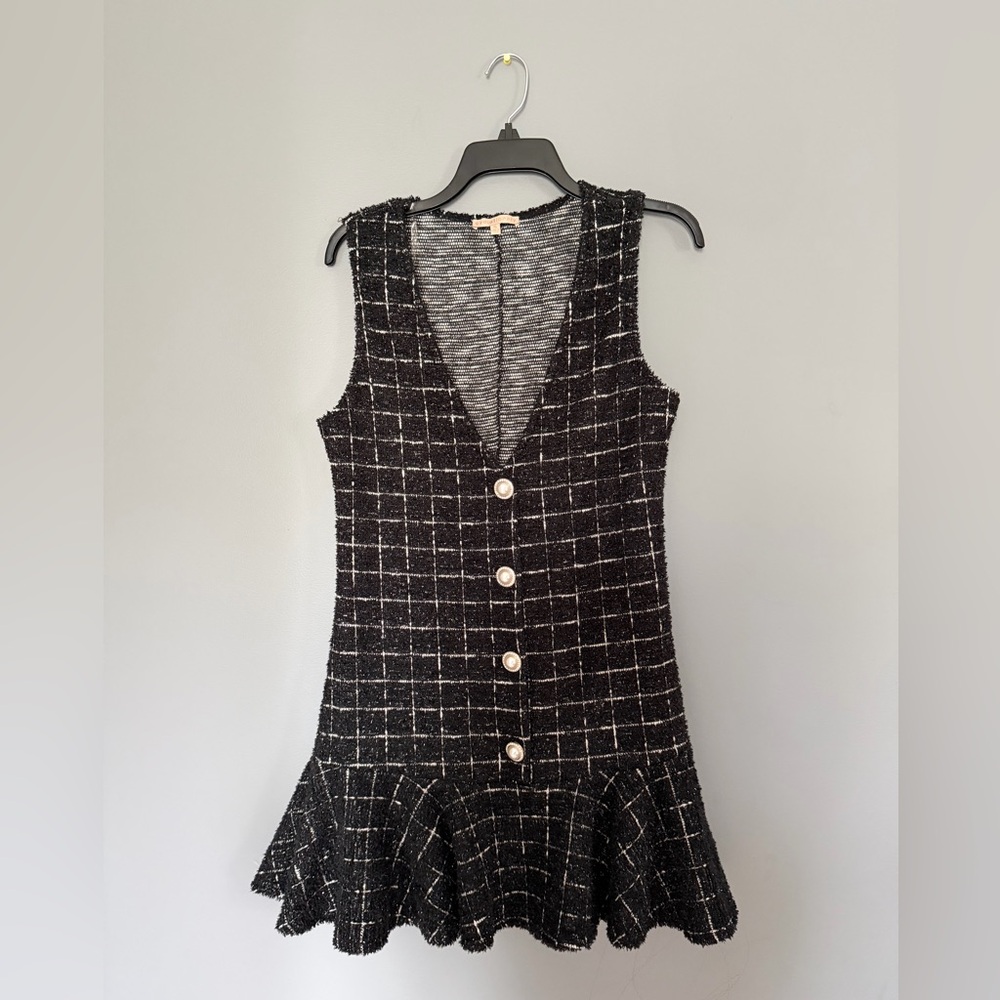Stylish Black and White Plaid Mini Dress
